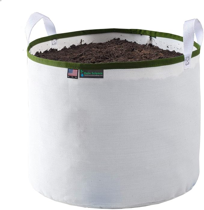 Grow Bag 15 Gallon, Planting Pots - Colorful Plant Grow Bags Pots Gardening Vegetable - Air Pruning Mesh Fabric Plant Container - (White/ODGreen)