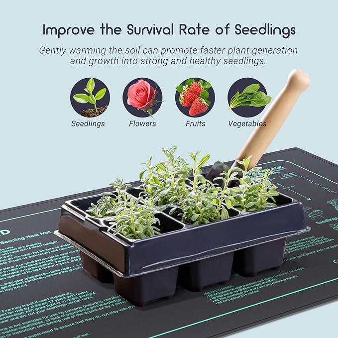 LUXBIRD Durable Waterproof Seedling Heating Mat 10”x 20.75” Warm Hydroponic Heating Pad for Indoor Plants Germination, IP67, MET Standard, LB-HM21W