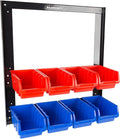 8 Bin Storage Rack Organizer- Wall Mountable Garage Shelving with Removeable Bins for Tools, Hardware, Crafts, Office Supplies and More by Stalwart