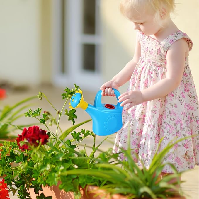NUOBESTY 2 Pack Kids Watering Can Bath Toys, Plastic Chicken Water Pail for Toddler Gardening, Beach Sand Play & Bathtub Fun, Cute Animal Watering Pot for Outdoor Indoor (Random Color)