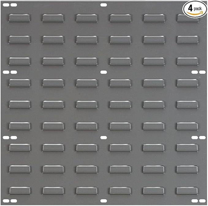 Akro-Mils 30618 Heavy Duty Wall Mount Garage Storage Steel Louvered Panel | Wall Storage Bin Hanging Organizer System for AkroBins, 18-Inch W x 19-Inch H, Grey, 4 Pack