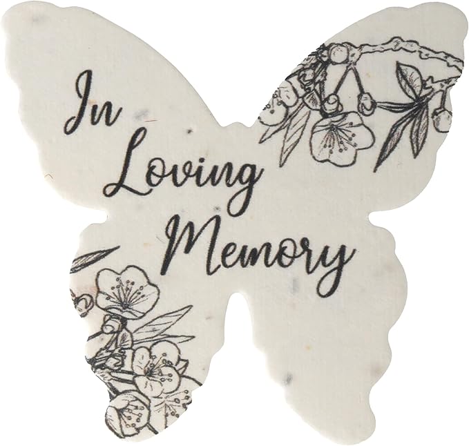 Plantable Wildflower Seed Paper - 48pcs Black & White Butterfly-Shaped for Funeral Favors, Memorial Gifts, & Sympathy Gifts for Loss of Father and Mother
