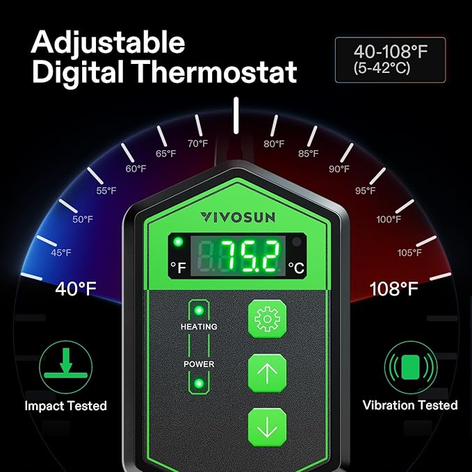 VIVOSUN 10"x 20.75" Seedling Heat Mat and Digital Thermostat Combo Set, UL & MET-Certified Warm Hydroponic Heating Pad for Germination, Indoor Gardening, Greenhouse (Pack of 2)
