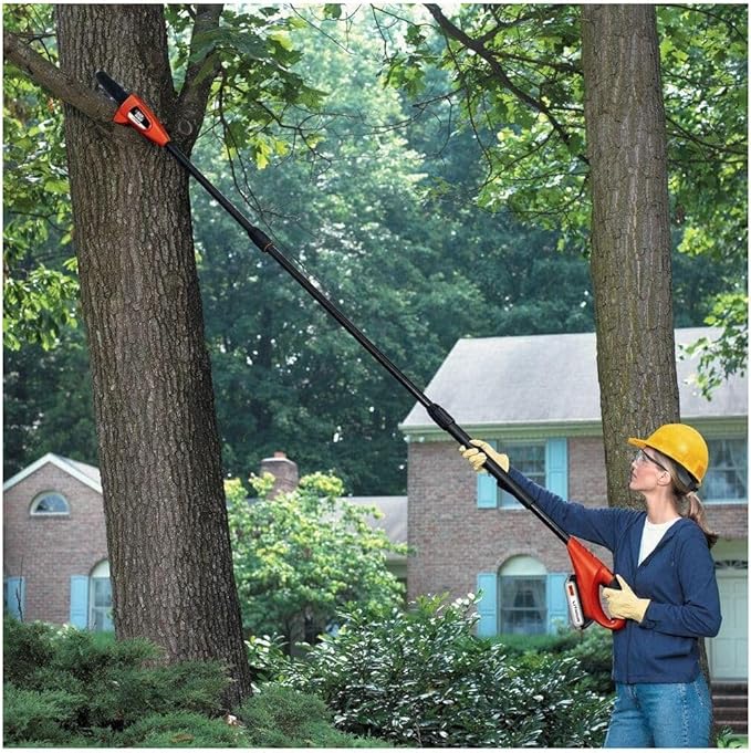 BLACK+DECKER 20V MAX Cordless Pole Saw Kit with Battery and Charger Included, 14-Inch Battery Pole Saw, Includes Oil Bottle, Wrench and Blade Guard (LPP120)