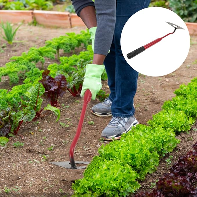 Sosoport Gardening Hoe 15.74 Inch Lightweight Hand Hoe for Weeding Digging Soil Cultivation Durable Outdoor Plowing Tool
