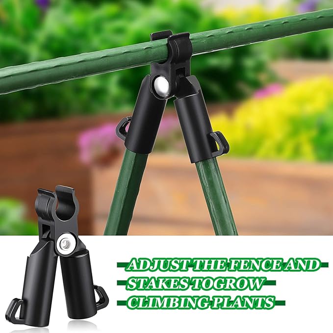 Adjustable Plant Trellis Connector Clip Plastic Connector Stakes Garden Plastic A-Type Connecting Joint Buckle Clip for Gardening Metal Steel Plant Supports(50 Pieces,11 mm)