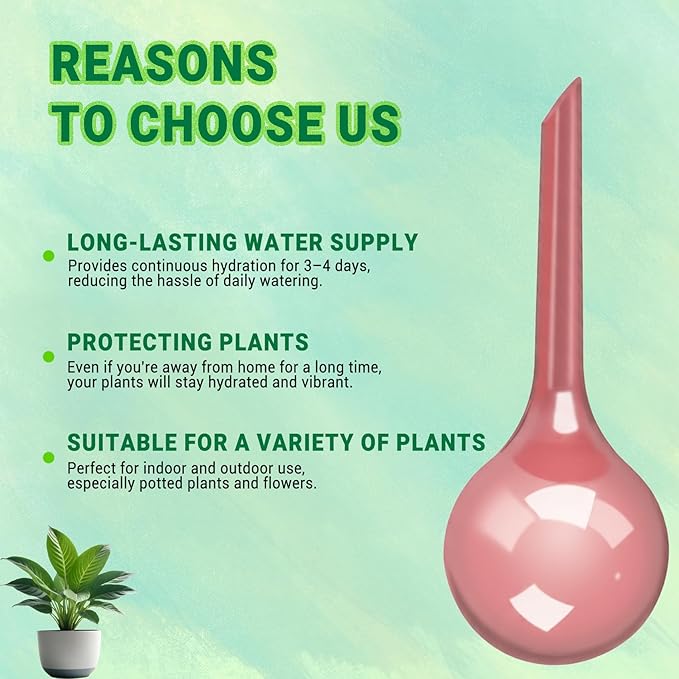 2 Pack Small Self-Plant Watering Globes – Automatic Plant Waterer Bulbs, Plant Watering System for Indoor and Outdoor Potted Houseplants, Plant Watering Devices（Red Small）