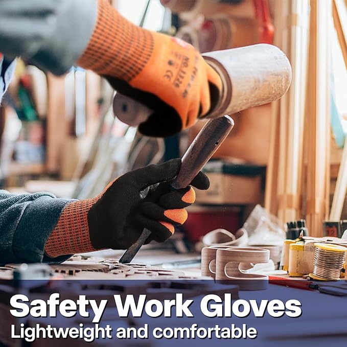 Schwer ProGuard High Level Cut Resistant Work Gloves PR3326 for Extreme Protection，ANSI A9 Cut Gloves with Reinforced Thumb, Non Slip, Durable, Touch-screen, Orange 1 Pair(XXL)