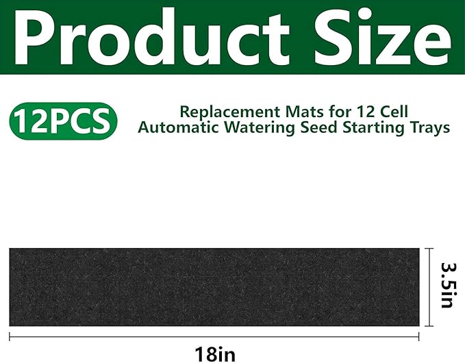 EBaokuup 12 Pcs 12-Cell Replacement Capillary Mats-18.5 x 3.5 Inches Self Watering Seed Starting Mat-Capillary Mats for Indoor Gardening Greenhouse Plant Seed Starting