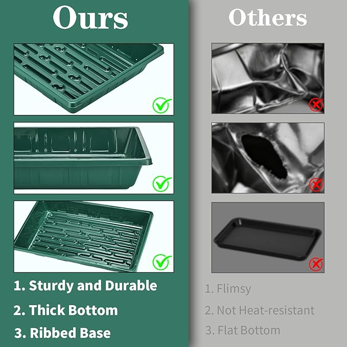 5 Pack 1017 Plant Growing Trays Seed Starting Trays Plant Tray Microgreens Growing Trays Plastic Trays for Plants, No Holes