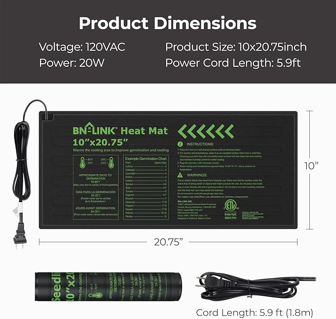 BN-LINK Reptile Thermostat Controller and 2 Pack Heat Mat for Seed Germination, Reptiles and Brewing Breeding Incubation Greenhouse