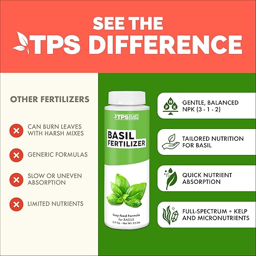 Basil Fertilizer for Basil Plant, Great for Mint, Rosemary, and Thyme, Liquid Fertilizer by TPS Plant Foods, 32 oz (1 Quart)
