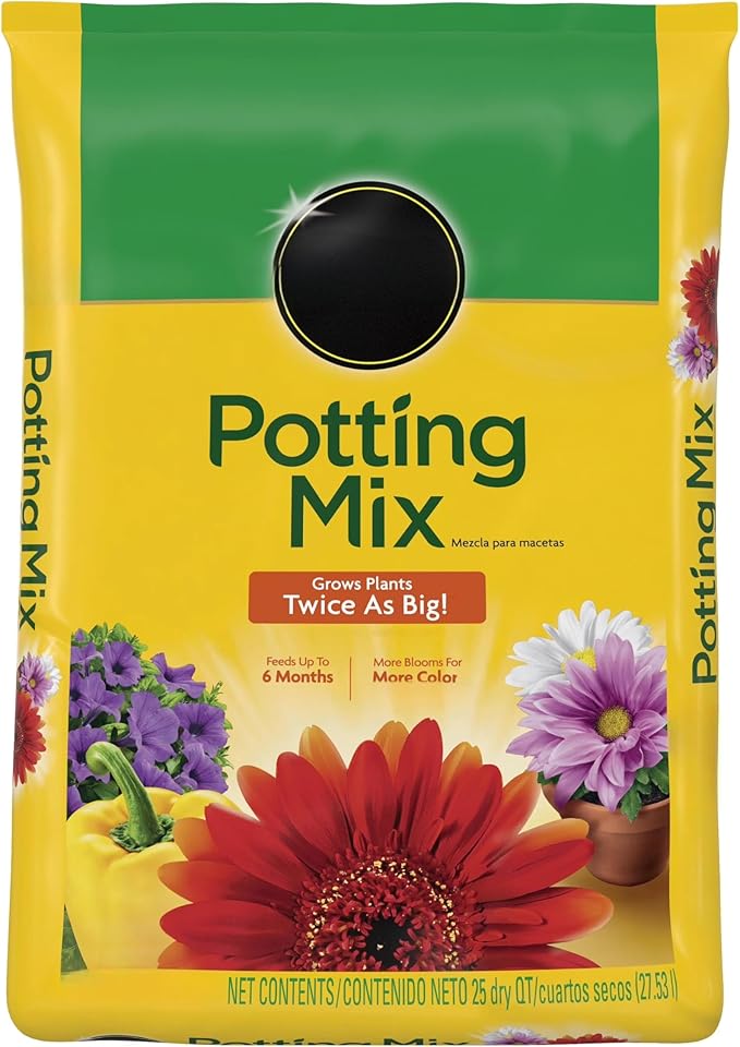 25 qt All Purpose Potting Mix, Lightweight Garden Soil for Indoor Outdoor Potted Plants, Flowers, Shrubs, Great for Houseplants and Landscape Gardening