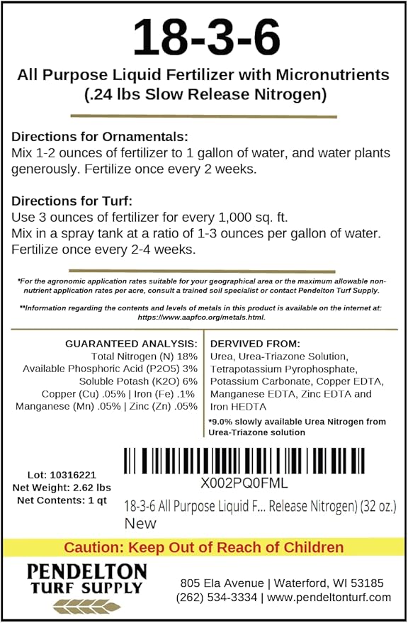 18-3-6 All Purpose Liquid Fertilizer & Micro Nutrients (50% Slow Release Nitrogen) (32 oz.)