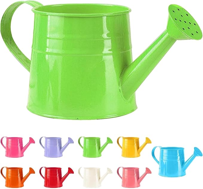 Tinplate Watering Kettle, 1L Metal Garden Watering Can, Vintage Sprinkling Can for Flowers, Indoor & Outdoor Plants, Lawn & Garden Irrigation Tool (Green)