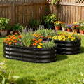 COMHOMA 2 Pack Raised Garden Bed 4x2x1ft,Galvanized Metal Planter Box Kit for Outdoor Gardening,Large Vegetable Flower Growing Beds with Gloves Tools,Black