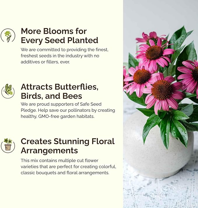 Eden Brothers Rhode Island Wildflower Mixed Seeds for Planting, 1 lb, 480,000+ Seeds with WallFlower, Sunflower | Attracts Pollinators, Plant in Spring or Fall, Zones
