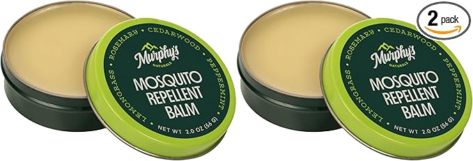 Murphy's Naturals Mosquito Repellent Balm for Outdoor Patio, Hiking, Camping, Plant-Based Cedarwood, Lemongrass & Rosemary, 2oz, 2-Pack