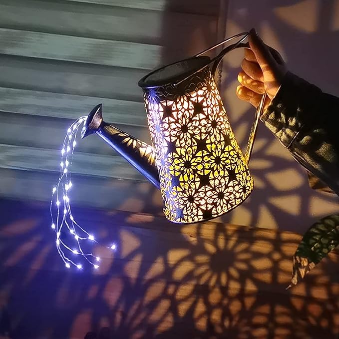 VOOKRY Watering Can with Lights, Large Hanging Solar Lights Outdoor Waterproof, Decorative Retro Metal Solar Garden Decor for Outside Patio Yard Porch Lawn, Gifts for Women Mom Grandma Mother's Day