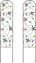 Set of 2 Hummingbird Metal Garden Trellis for Climbing Plants, Decorative Vegetables Flowers Vine Trellis for Outdoor Patio, 60'' H x 12.5'' W, Elegant Hummingbird Design