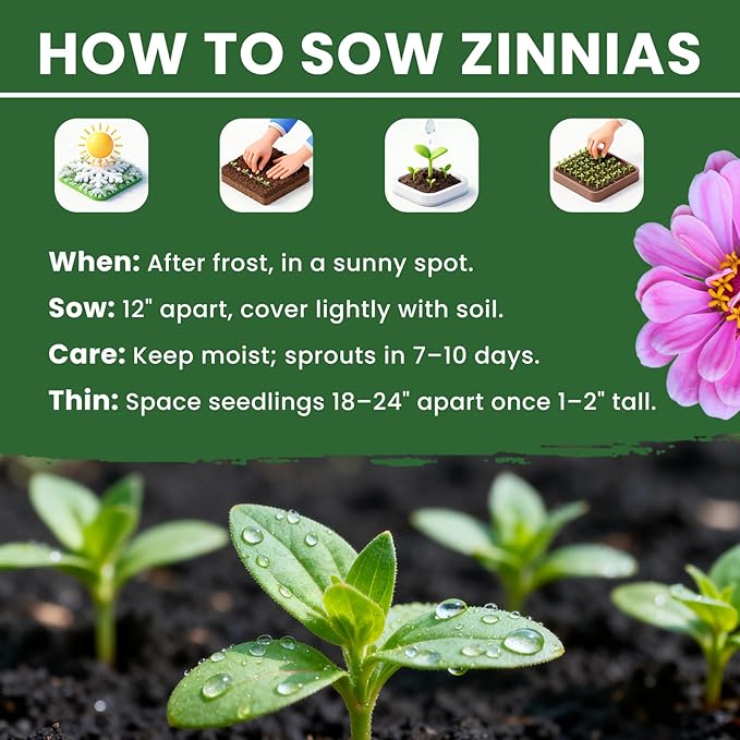 5000+ Zinnia Dahlia Seeds Flower Seeds for 2026 Planting, 1.5 Oz, 5 Varieties (Pink, Yellow, Orange, White, Purple), 40G Mixed Colors and Large Blooms, Open Pollinated - Bulk