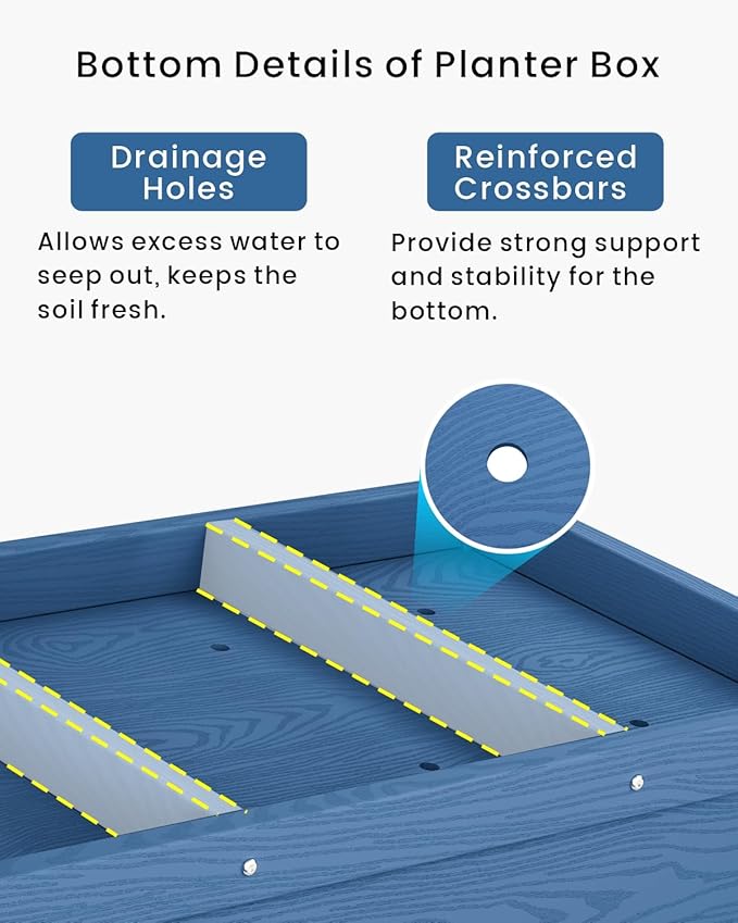 HDPE Raised Garden Bed with Legs, Outdoor All-Weather Elevated Planter Box Raised Beds for Seeds, Herb, Flower, Vegetable (Navy Blue)