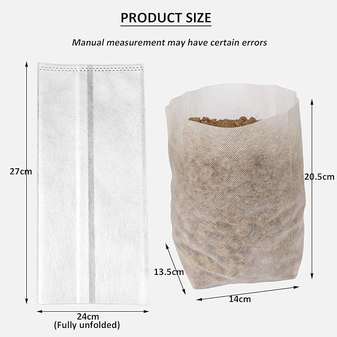 200 Pcs Plants Nursery Bags Non-Woven Seedling Grow Bags for Vegetables Flowers Fruits Trees Planting Transplant for Home Garden Pots (200, 24 * 27cm)