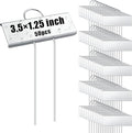 Landhoow 50 Pcs Large Garden Plant Markers Metal Plant Labels Sign 3.5'' x 1.25'' with 6'' Stake Weatherproof Waterproof Garden Sign for Outdoor Seedlings Herbs Vegetable Greenhouse, Silver