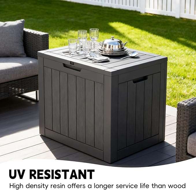 Outdoor Storage Box 22 Gallon, Deck Box Waterproof, Small Storage Bins with lids, Weatherproof Resin Lockable Storage for Secure Package Deliveries & Indoor Storage in Garden or Patio, Yard
