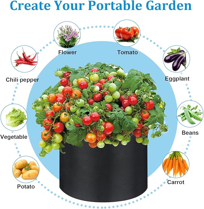 7-Pack 3-30 Gallon Plant Grow Bags 10 Gallon, Heavy Duty Thickened Fabric Planters Pots, Fabric Pots with Handles, Nonwoven Fabric Bags Suitable for Vegetables Flowers Mushroom (10 Gallon)
