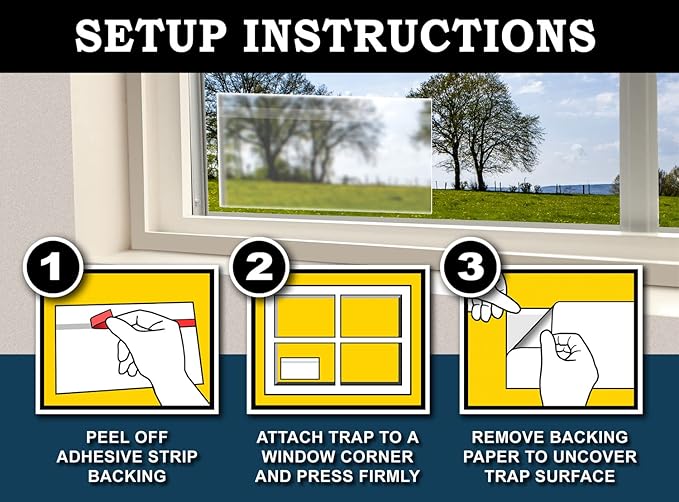 MaxGuard Window Fly Traps (60 XL Traps) Catch & Kill Houseflies, Flying Insects & Bugs. Non-Toxic Sticky Glue Traps Fly Killer Clear Strip Insect Catcher Safe No Zapping with Zapper |