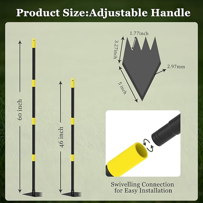 Heavy Duty Garden Hoe, 60" Adjustable Length Long Handle Hoe Garden Tool Weeding Tool for Grass Removal, Lawn Care, Soil Loosening & Cultivating