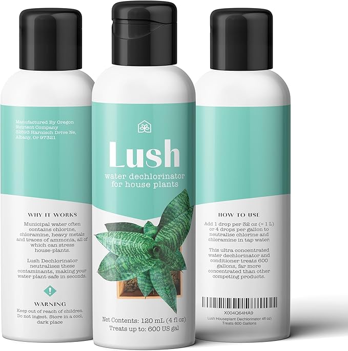 Lush Houseplant Dechlorinator – Ultra-Concentrated Water Conditioner for Healthier Plants 120ml (4oz) | Treats 600 Gallons