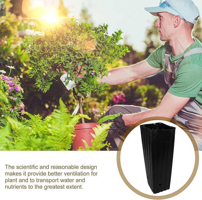 Sewroro 30 Pcs Plant Grow Bags Plastic Thickened Nursery Seedling Bags Gardening Planting Containers for Trees and Flowers