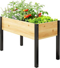 SUNYRISY Wooden Raised Garden Bed Outdoor with Metal Legs for Gardening, 45.6" L x 23.6" W x 31.5" H Elevated Planter Garden Box Raised Bed for Vegetable Flower Herb