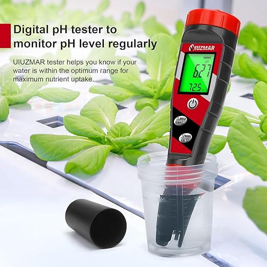 Digital pH Meter pH TDS EC Meter for Hydroponic Solution pH and EC Meter with LCD Display TDS Water Tester pH PPM Meter for DWC Setup Aeroponic