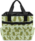 Cucumber Print Garden Tool Bag Portable Gardening Tool Organizer Bag with 10 Pockets and Handle Tool Carrier and Storage for Garden Lawn Yard Casual Camp