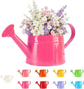 White Watering Can Metal, 1 Gallon Matte Galvanized Metal Watering Can, Vintage Sprinkling Tin Watering Can for Indoor Outdoor Plants, Flowers Garden Indoor Outdoor (Pink-2)