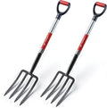 Garden Digging Forks with Premium 4-Tine Forged Steel Digging Fork D-Grip Handles 41" Sturdy Metal D-Handle Virtually Unbreakable Gardening Tool 2 Pcs