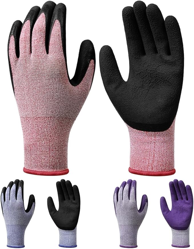 Ainiv 3 Pairs Kids Gardening Gloves Thorn Proof, Soft Rubber Coated Kids Work Gloves with Grippy Gardening Gift
