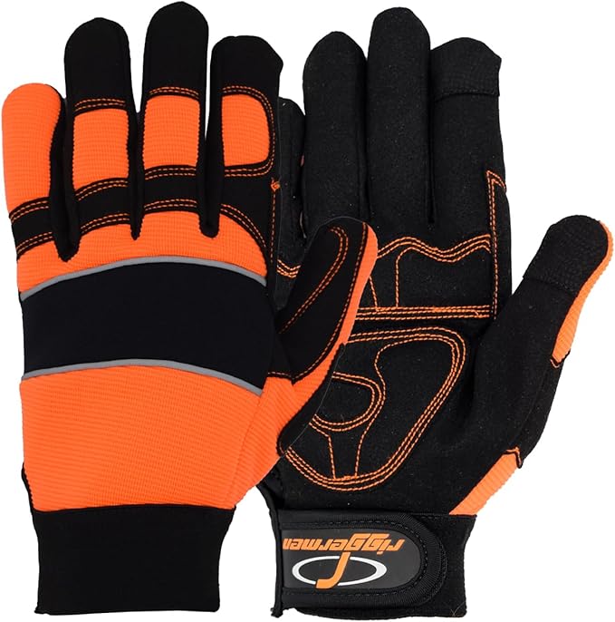 Men’s Heavy Duty Work Gloves Utility Mechanic Working Touchscreen Anti-Slip Palm & Knuckle Protection Safety Gloves