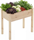 DUMOS Raised Garden Bed with Legs, 48x24x30 Inch Planter Box Outdoor with Liner for Herbs Flowers Vegetables, Elevated Wooden Garden Bed for Patio, Balcony and Backyard, Natural Wood