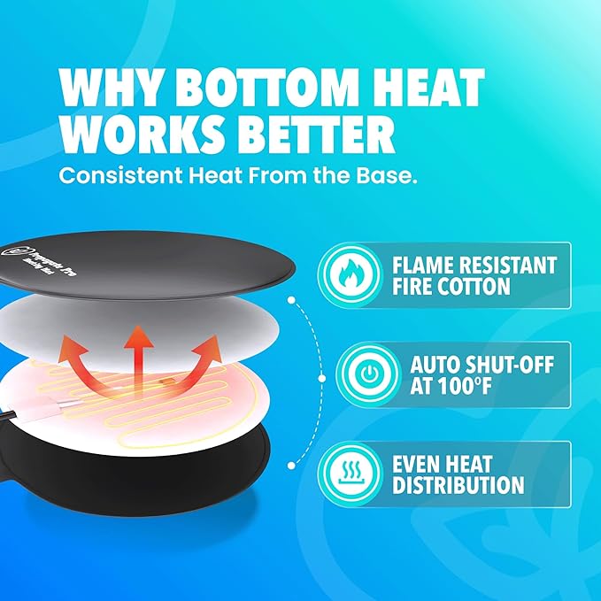 Brewing & Fermentation Heat Pad with Heating Thermostat - 10" Sourdough Starter Warmer Mat, Beer & Wine Fermenting - Heating Mat for Kombucha Jar, Carboy, Glass Jar, Fermentors with Heater Temp Strip