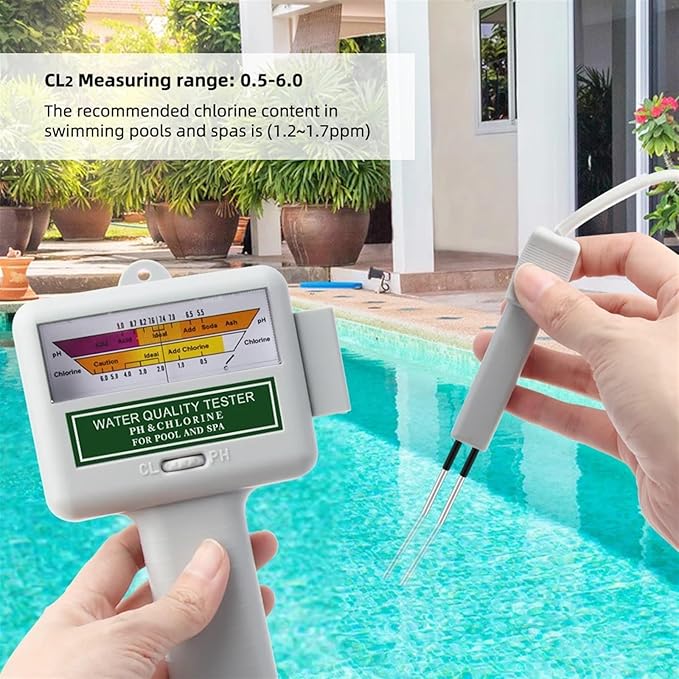 Soil PH Tester, 2 in 1 PH & CL2 Meter Swimming Pool Spa Chlorine Monitor Tester PC101 Aquarium Hot Spring Water Quality Analytical Device, Garden, Plant Cultivation