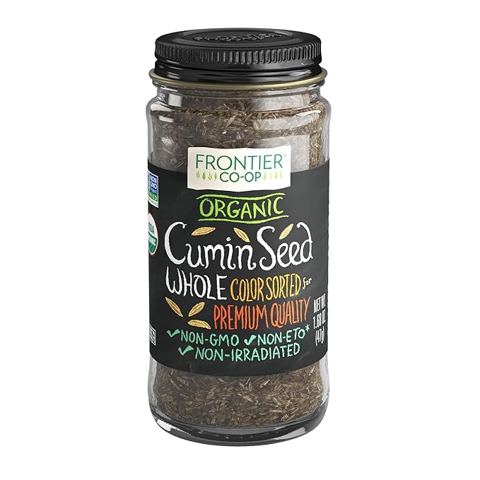 Frontier Co-op Organic Whole Cumin Seed, 1.68 Ounce Bottle, Rich, Warm, Complex Earthy Spice Flavor, Kosher
