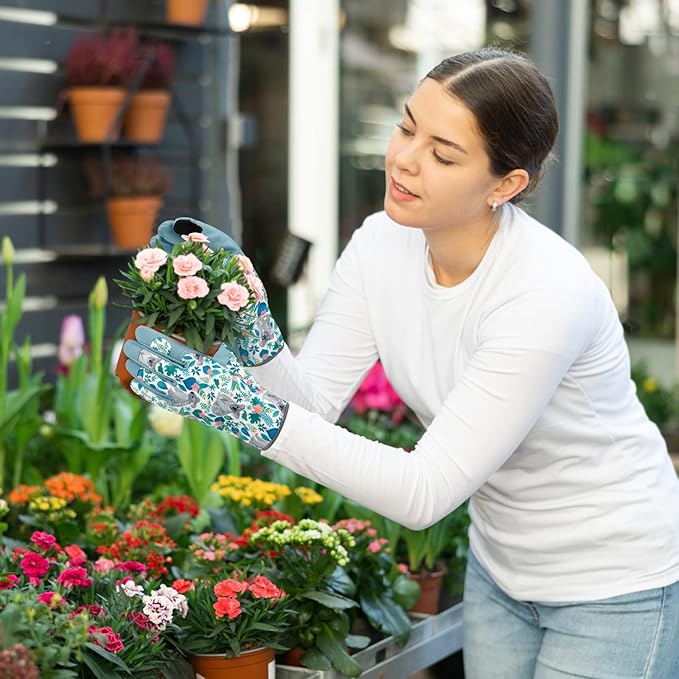 Leather Gardening Gloves for Women Thorn Proof Garden Gloves Touch Screen Working Gloves Gifts,M