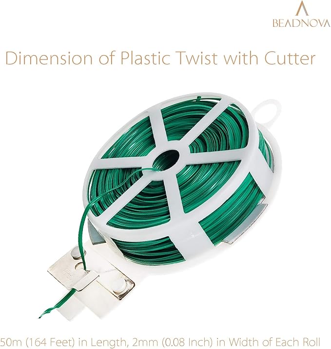 BEADNOVA Garden Wire 164 Feet (50m) Garbage Ties Multipurpose Wire Twist Ties Heavy Duty Plastic Coated Bread Ties Wire Plant Twist Ties Bag Ties for Home Office and Garden