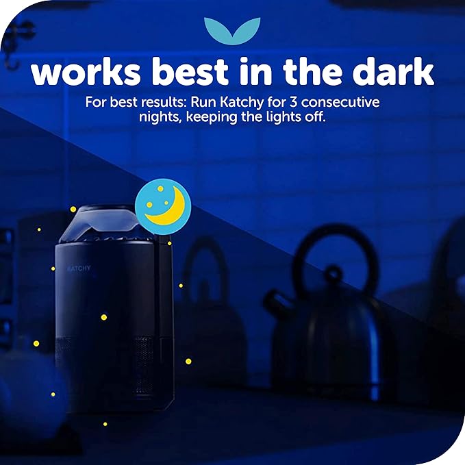 Katchy Indoor Fly Trap– Catcher & Killer for Mosquito, Fruit Fly, Gnat & Small Moth – Non-Zapper Trap with Fan Suction & Blue UV Light – Ideal for Indoor Spaces, Kitchen & Plants (Original, White)