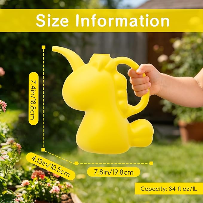 XXXFLOWER Unicorns Indoor Watering Can, 1 L Cute Animal Water Cans, Novelty Unicorns Shape Watering Pot for Office House Indoor Garden（Yellow）