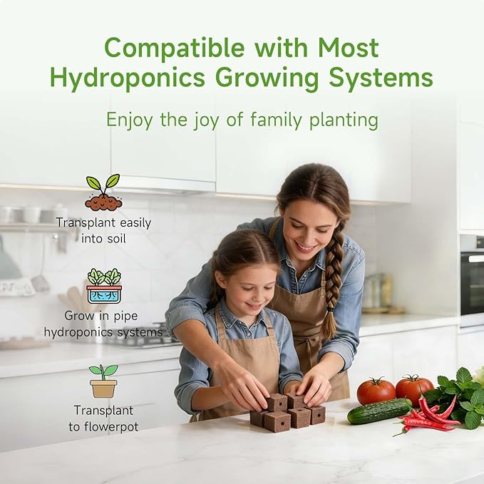 50 Pack Hydroponics Grow Sponges -Square Sponge Replacement Part Replacement Root Growth Sponge Seed Pods for Hydroponic Garden Indoor Growing System, Seed Starter Sponges Pod Kit